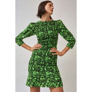 Rodebjer Kaula Techno Green Floral Mini Dress Size Small
